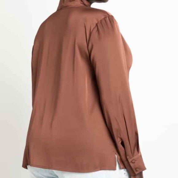 ELOQUII Kat Drop Shoulder Tie Neck Blouse - Picture 2 of 2